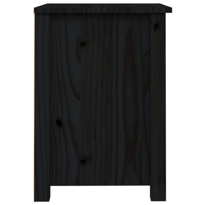 Table de chevet Noir 40x35x49 cm Bois de pin massif – Image 5