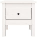 Table d'appoint Blanc 40x40x39 cm Bois massif de pin – Image 4