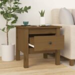 Tables d'appoint 2pcs Marron miel 40x40x39cm Bois massif de pin – Image 3