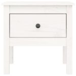 Table d'appoint Blanc 50x50x49 cm Bois massif de pin – Image 4