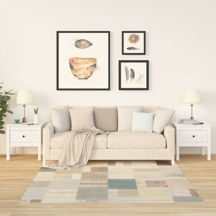 Tables d'appoint 2 pcs Blanc 50x50x49 cm Bois massif de pin – Image 1