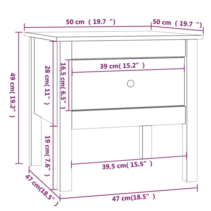 Tables d'appoint 2pcs Marron miel 50x50x49cm Bois massif de pin – Image 10
