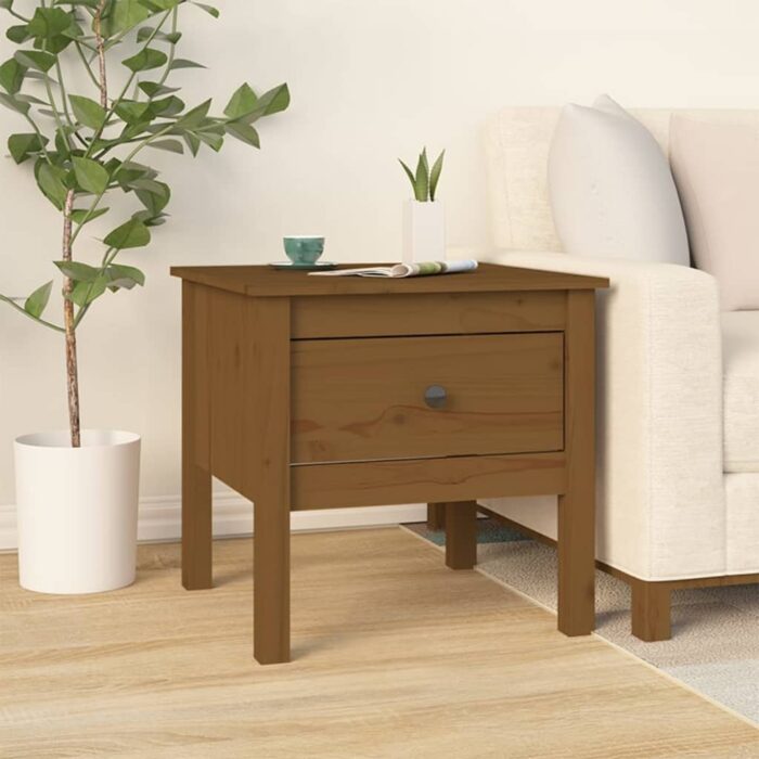 Tables d'appoint 2pcs Marron miel 50x50x49cm Bois massif de pin – Image 2