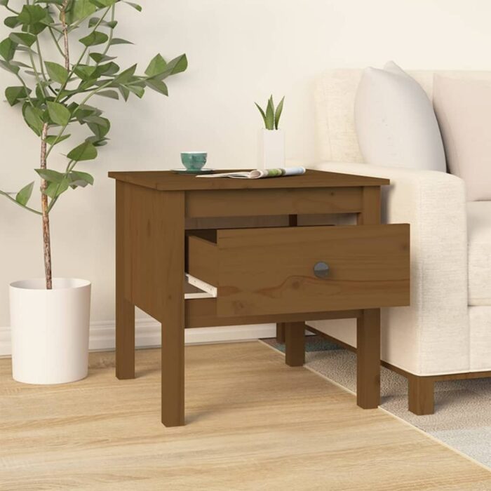 Tables d'appoint 2pcs Marron miel 50x50x49cm Bois massif de pin – Image 3