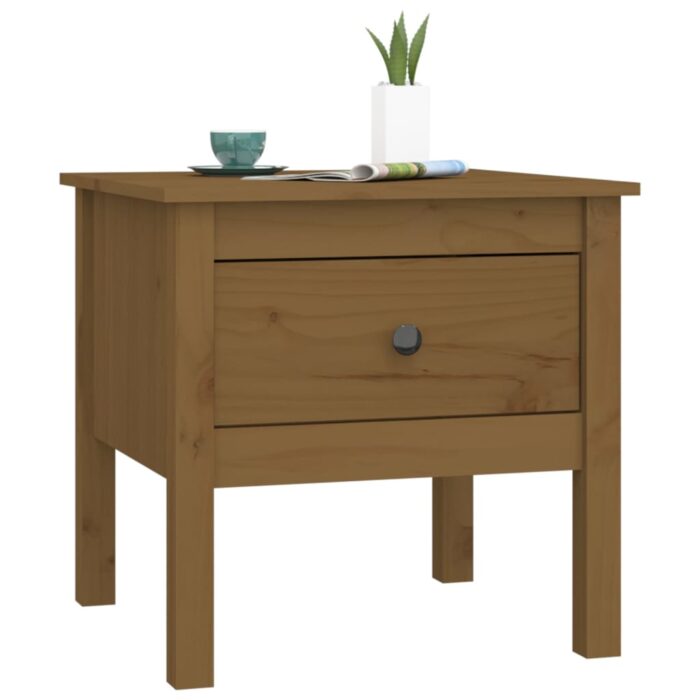 Tables d'appoint 2pcs Marron miel 50x50x49cm Bois massif de pin – Image 4