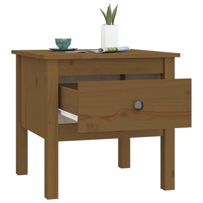 Tables d'appoint 2pcs Marron miel 50x50x49cm Bois massif de pin – Image 5