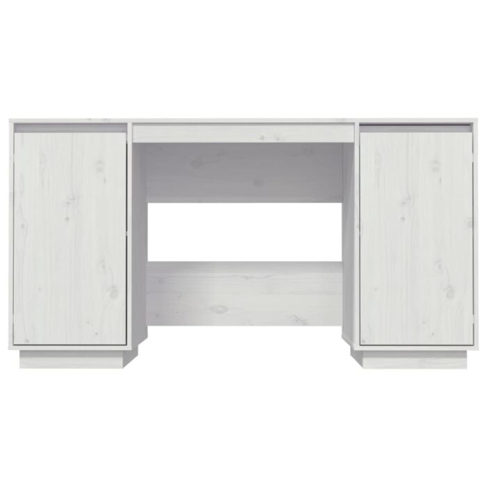 Bureau blanc 140x50x75 cm bois massif de pin – Image 3