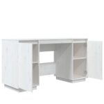 Bureau blanc 140x50x75 cm bois massif de pin – Image 4