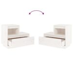 Table de chevet Blanc 60x34x51 cm Bois de pin solide – Image 4