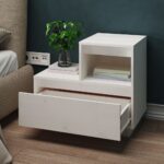 Table de chevet Blanc 60x34x51 cm Bois de pin solide – Image 7