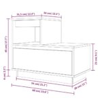 Table de chevet Blanc 60x34x51 cm Bois de pin solide – Image 8