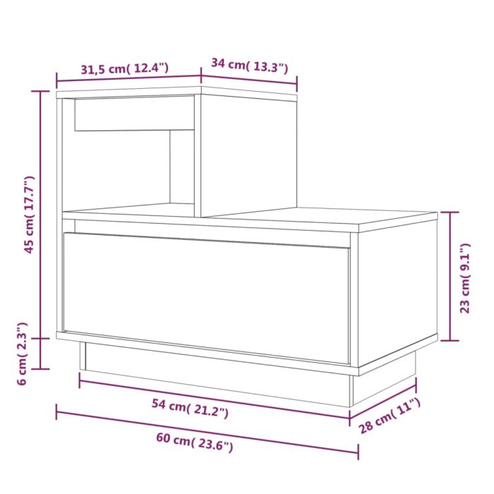 Tables de chevet 2 pcs Blanc 60x34x51 cm Bois de pin solide – Image 10