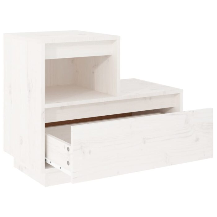 Tables de chevet 2 pcs Blanc 60x34x51 cm Bois de pin solide – Image 4