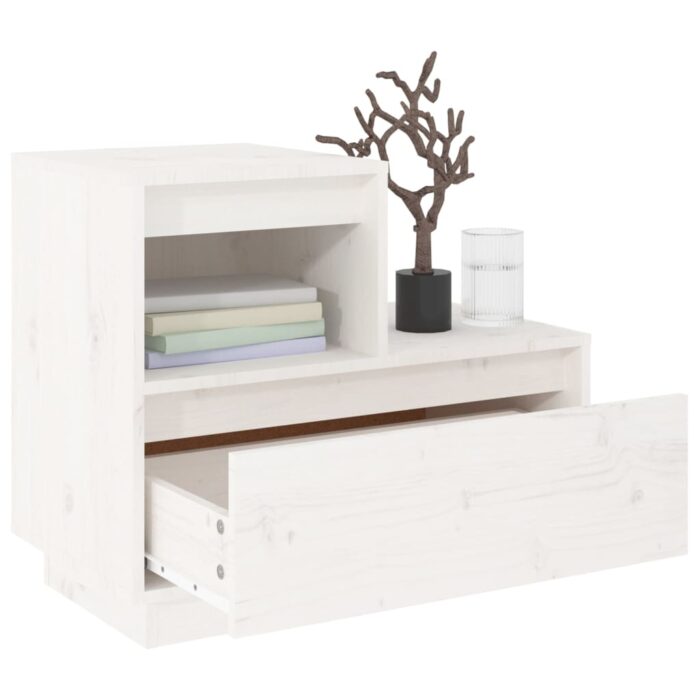 Tables de chevet 2 pcs Blanc 60x34x51 cm Bois de pin solide – Image 6