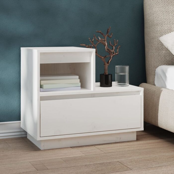 Tables de chevet 2 pcs Blanc 60x34x51 cm Bois de pin solide – Image 8