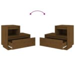 Tables de chevet 2pcs Marron miel 60x34x51cm Bois de pin massif – Image 5