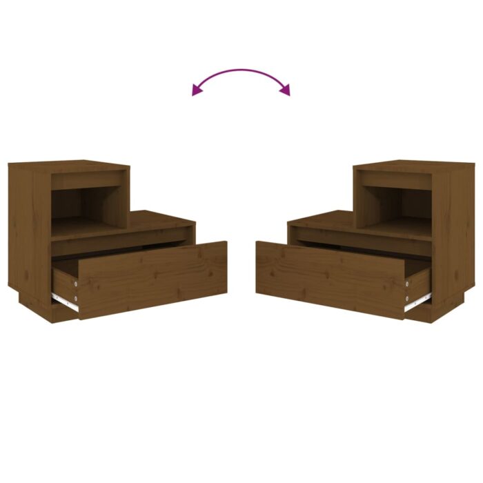 Tables de chevet 2pcs Marron miel 60x34x51cm Bois de pin massif – Image 5