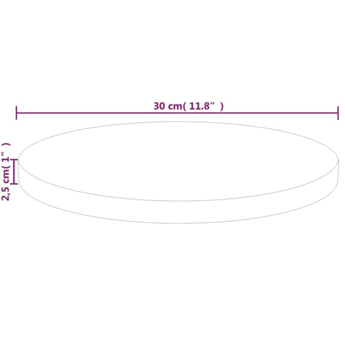 Dessus de table rond Ø30x2,5 cm Bois de chêne massif non traité – Image 3