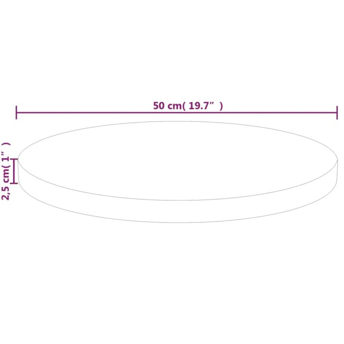 Dessus de table rond Ø50x2,5 cm Bois de chêne massif non traité – Image 3