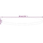 Dessus de table rond Ø60x2,5 cm Bois de chêne massif non traité – Image 3