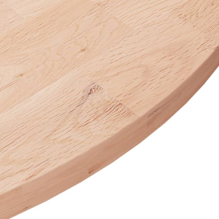 Dessus de table rond Ø80x2,5 cm Bois de chêne massif non traité – Image 2