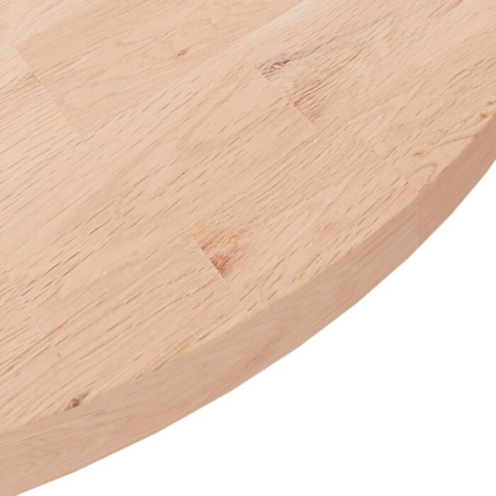 Dessus de table rond Ø90x2,5 cm Bois de chêne massif non traité – Image 2