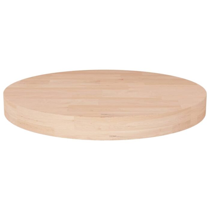 Dessus de table rond Ø30x4 cm Bois de chêne massif non traité – Image 1