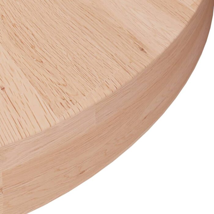 Dessus de table rond Ø50x4 cm Bois de chêne massif non traité – Image 2