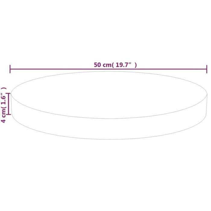 Dessus de table rond Ø50x4 cm Bois de chêne massif non traité – Image 3