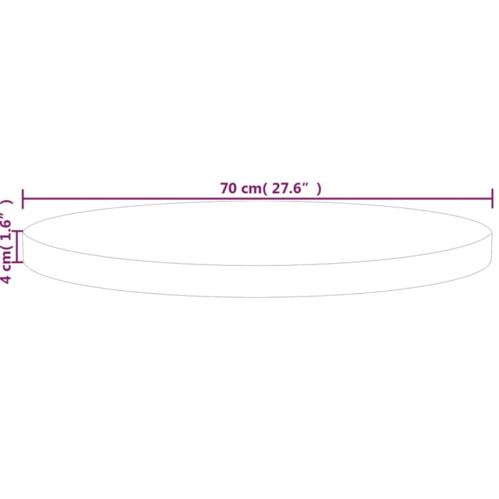 Dessus de table rond Ø70x4 cm Bois de chêne massif non traité – Image 3
