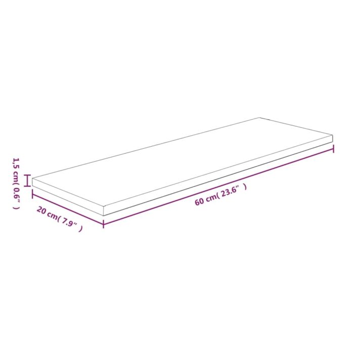 Panneau d'étagère 60x20x1,5 cm Bois de chêne massif non traité – Image 3
