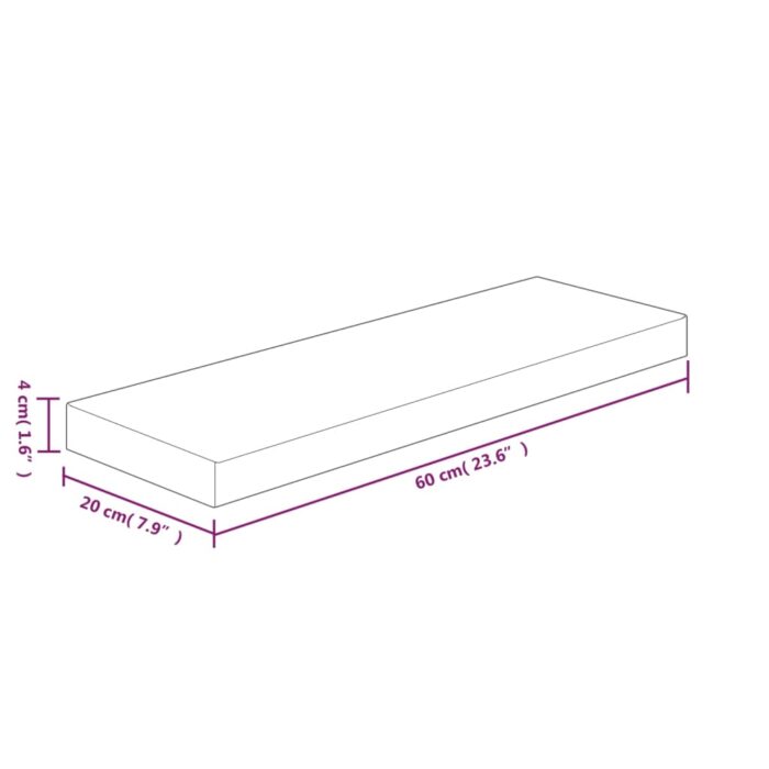 Panneau d'étagère 60x20x4 cm Bois de chêne massif non traité – Image 3