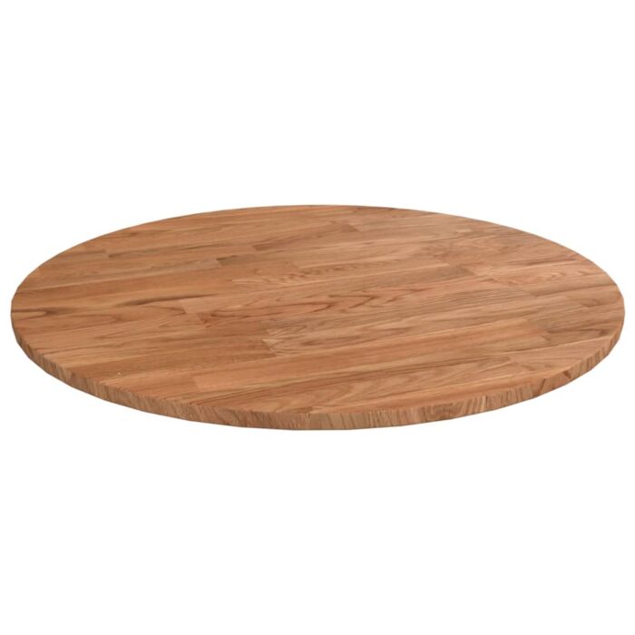 Dessus de table rond Marron clair Ø40x1,5 cm Bois chêne traité – Image 1