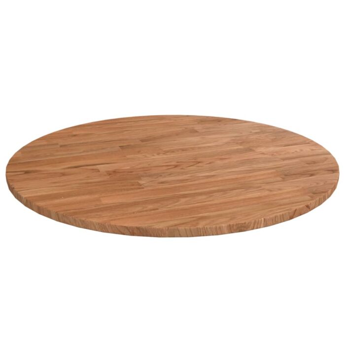 Dessus de table rond Marron clair Ø50x1,5 cm Bois chêne traité – Image 1