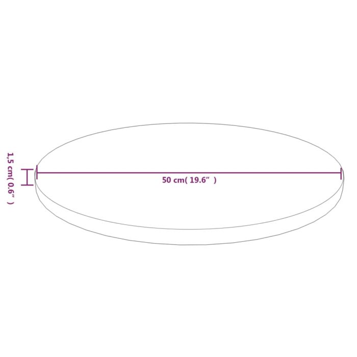 Dessus de table rond Marron clair Ø50x1,5 cm Bois chêne traité – Image 3