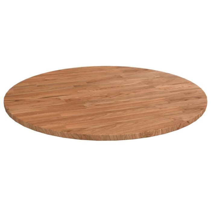 Dessus de table rond Marron clair Ø60x1,5 cm Bois chêne traité – Image 1