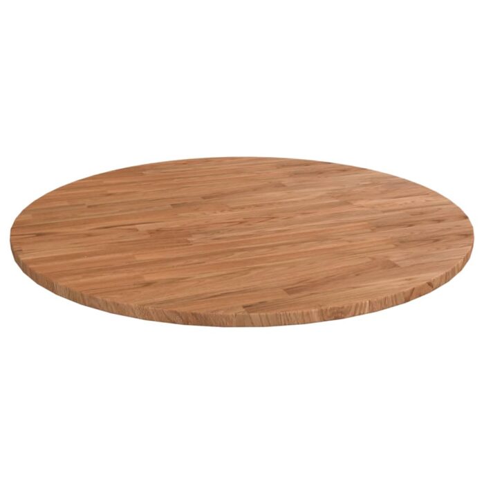 Dessus de table rond Marron clair Ø70x1,5 cm Bois chêne traité – Image 1