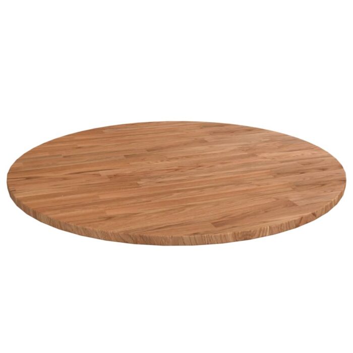 Dessus de table rond Marron clair Ø80x1,5 cm Bois chêne traité – Image 1