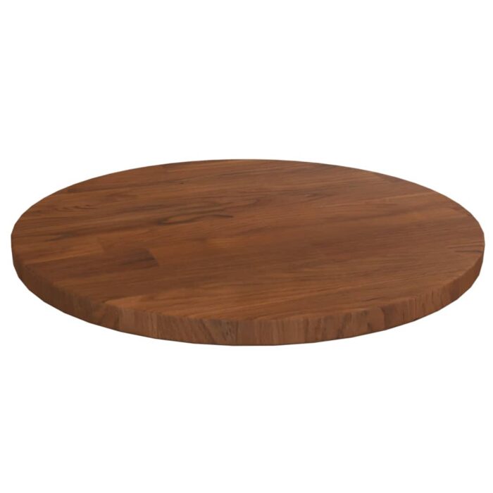 Dessus de table rond Marron foncé Ø30x1,5cm Chêne massif traité – Image 1