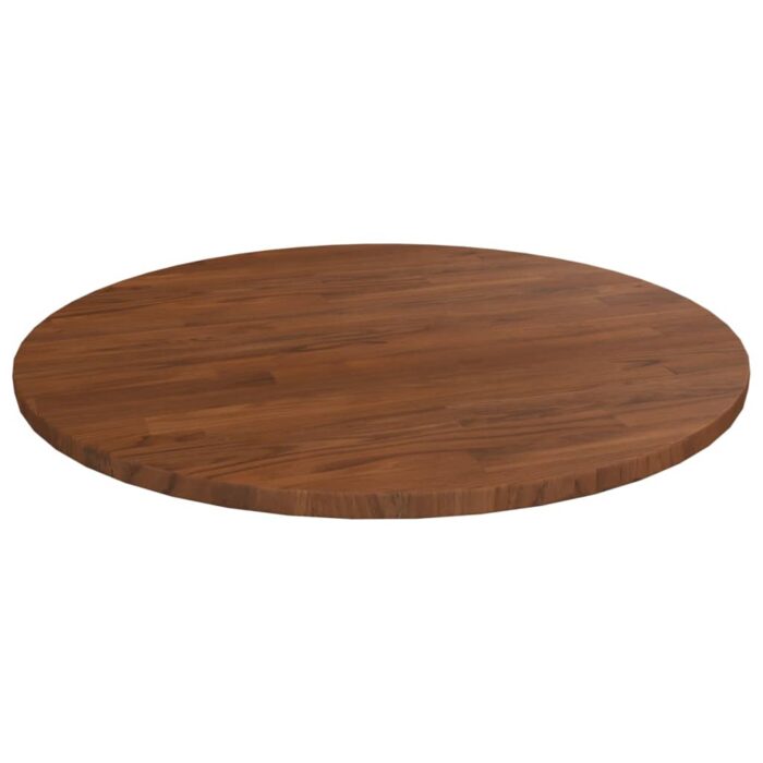 Dessus de table rond Marron foncé Ø50x1,5cm Chêne massif traité – Image 1