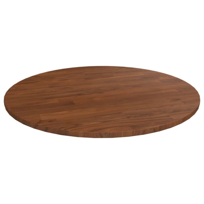 Dessus de table rond Marron foncé Ø60x1,5cm Chêne massif traité – Image 1