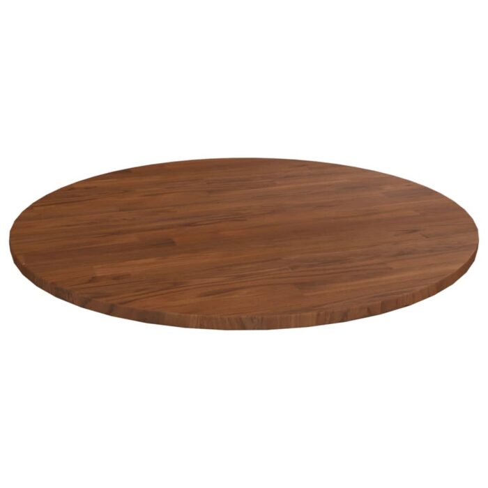 Dessus de table rond Marron foncé Ø80x1,5cm Chêne massif traité – Image 1