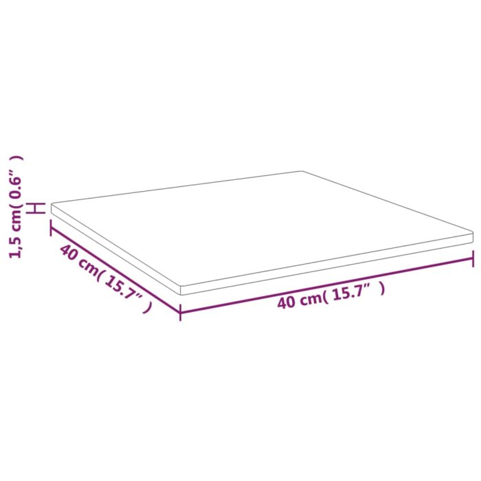 Dessus de table carré Marron clair40x40x1,5cm Bois chêne traité – Image 3