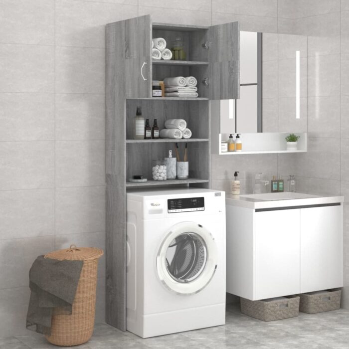 Meuble pour machine à laver Sonoma gris 64x25,5x190 cm – Image 5