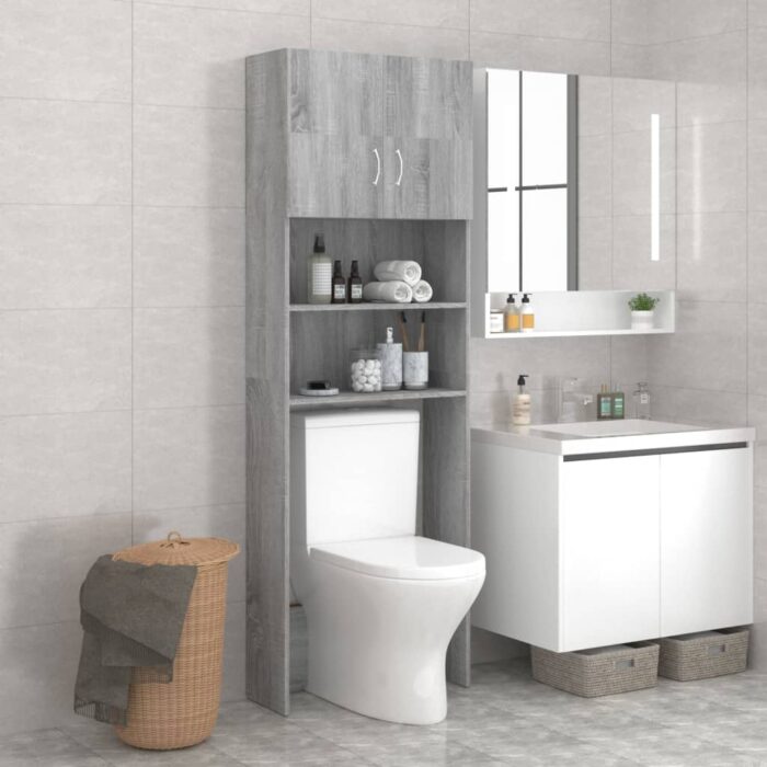 Meuble pour machine à laver Sonoma gris 64x25,5x190 cm – Image 1