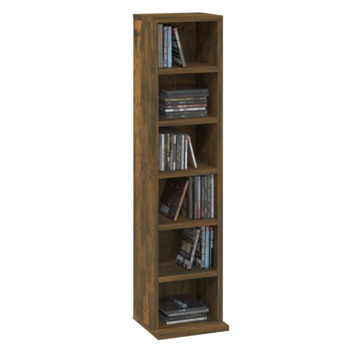 Armoire à CD Chêne fumé 21x20x88 cm Bois d'ingénierie – Image 2