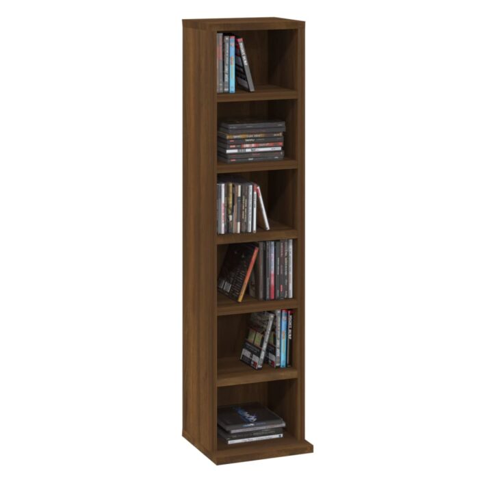 Armoire à CD Chêne marron 21x20x88 cm Bois d'ingénierie – Image 2