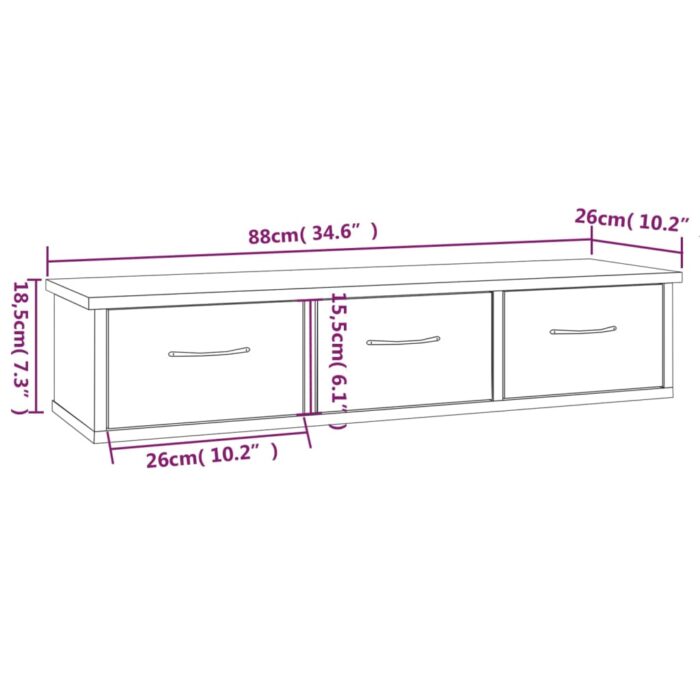 Armoire murale Sonoma gris 88x26x18,5 cm Bois d'ingénierie – Image 6