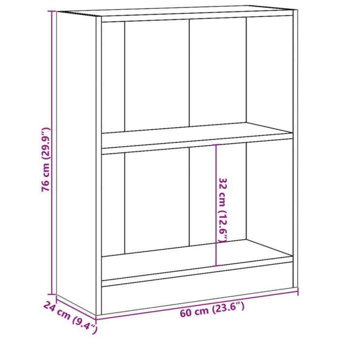 Bibliothèque Sonoma gris 60x24x76 cm Bois d'ingénierie – Image 8