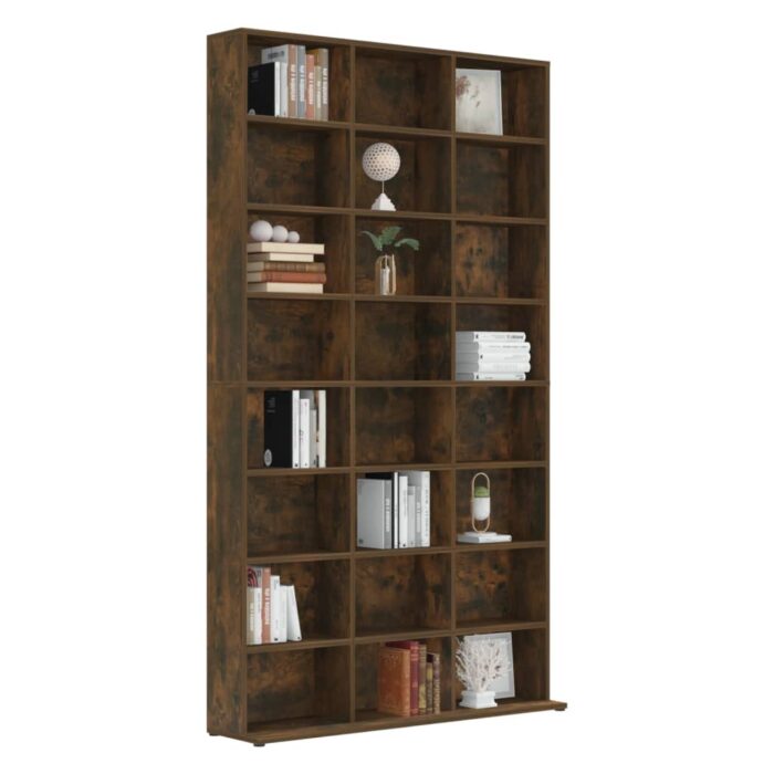 Armoire à CD Chêne fumé 102x23x177,5 cm Bois d'ingénierie – Image 3